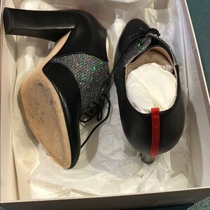 Black Heeled Boots with High Heel and Glitter